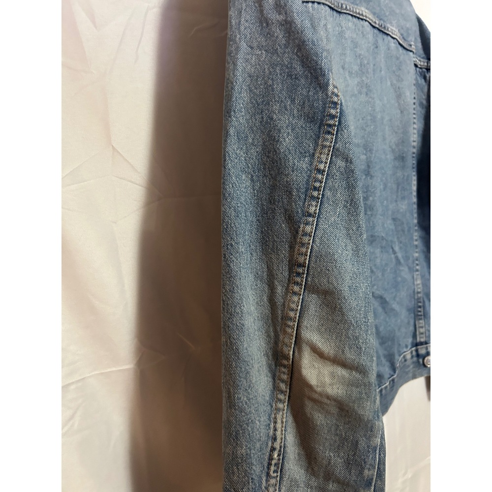 H&M Denim Jacket Mens M Blue Trucker Jean Jacket Vintage Style Y2K - Picture 4 of 8